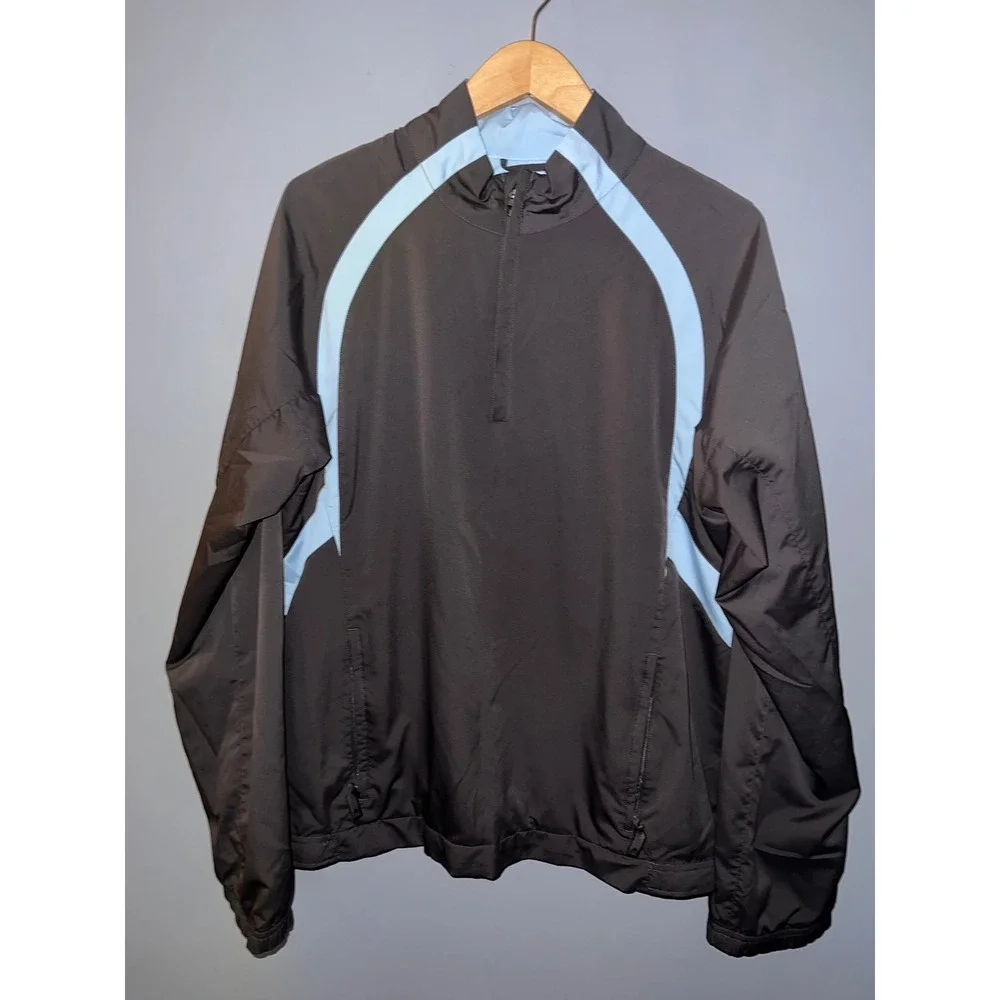 Adidas ClimaProof Windbreaker Jacket Mens Medium Grey Blue Quarter Zip Pullover
